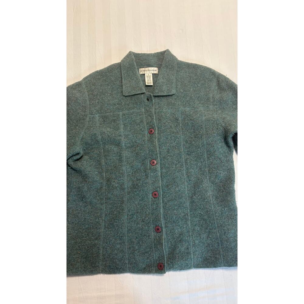 Evan-Picone 100% Wool Button Front Cardigan Jacket L